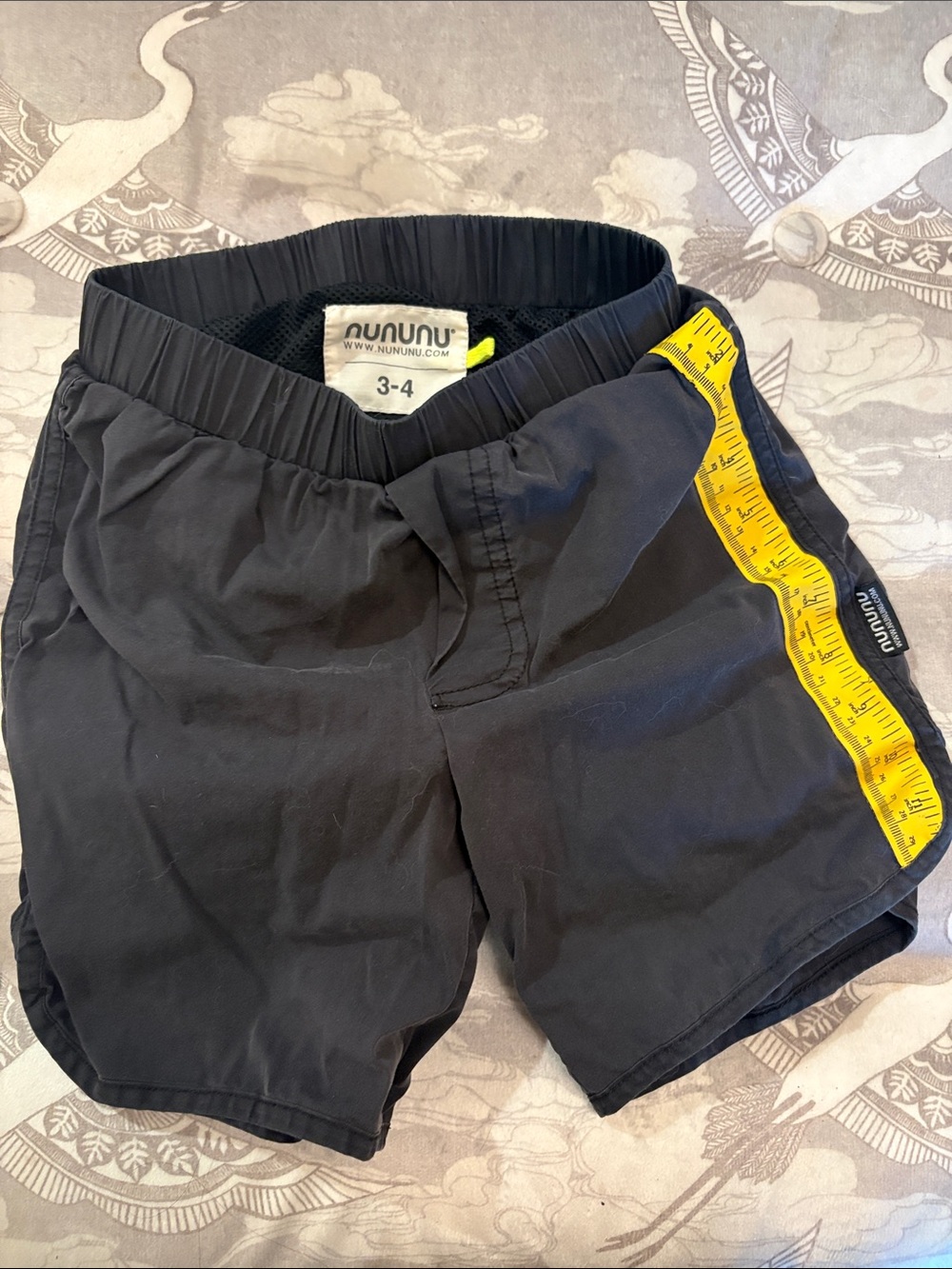 nununu Black Athletic Shorts with Yellow Tape Detail